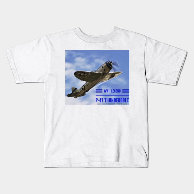 2-Sided - P-47 Thunderbolt Kids T-Shirt by acefox1